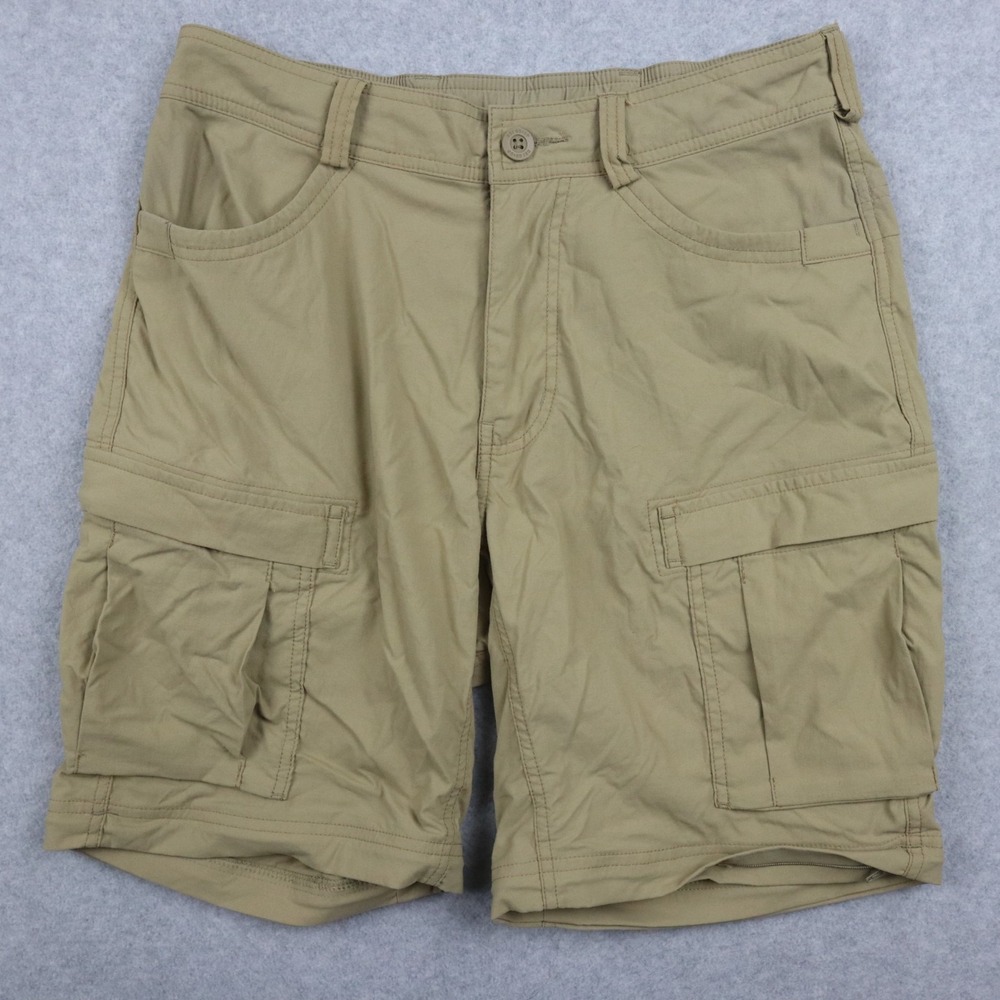 REI Co-Op Shorts Mens 32 Cargo Hiking Outdoor Casual Stretch Nylon Tan Khaki